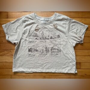 NEW crop top stressed National Park graphic T-Shirt sz Medium Recycled Threads
